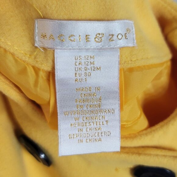 Maggie & Zoe Swing Pea Coat Yellow 12M Double Breasted Lined Pockets Formal - Picture 8 of 9